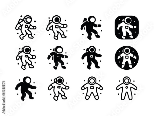 Space Logo Variations. space exploration. Icon set. Set Logo of