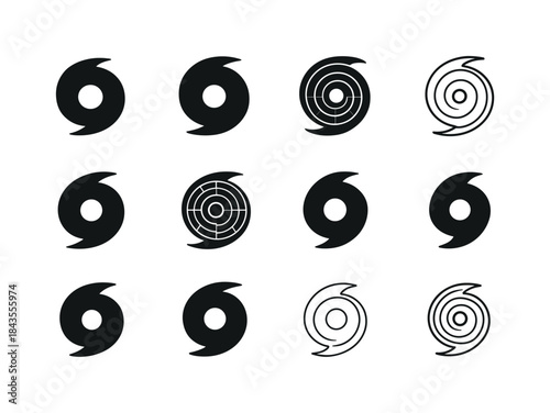 Hurricane Icon Collection. Severe Hurricanes. Icon set. Set Logo