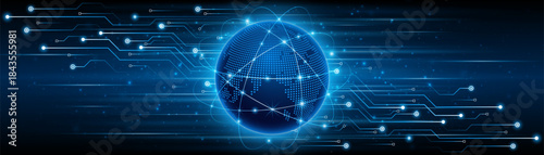 Concept of global network connection. World map. Modern internet network connection technology. High speed internet or fast wireless data transmission.