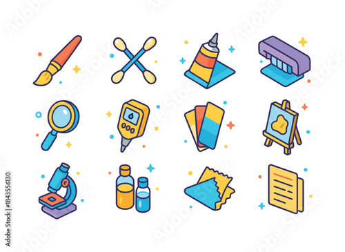 Conservation Icons Set. Conservation Techniques. Colorful isomet