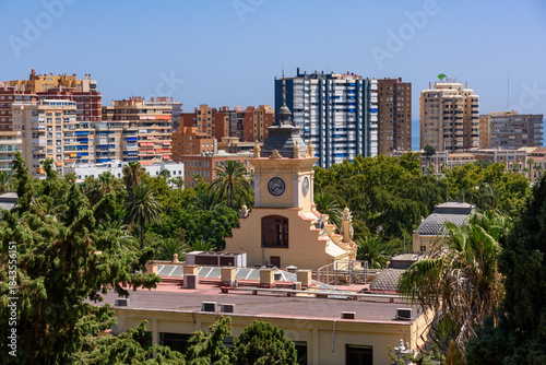 Malaga, Spain - August 06, 2024: Ayuntamiento de Malaga, the City Council Building in Malaga. Town hall of the city of Málaga in southern Spain. 
