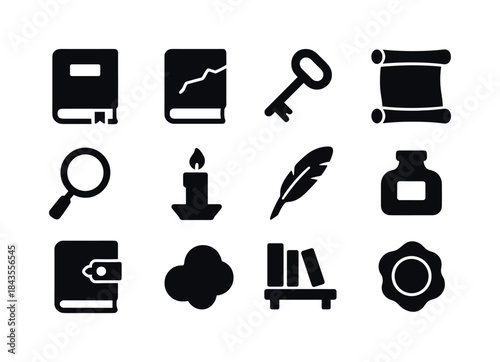Library Relic Icons. Library Relics. Solid icon set of Library R