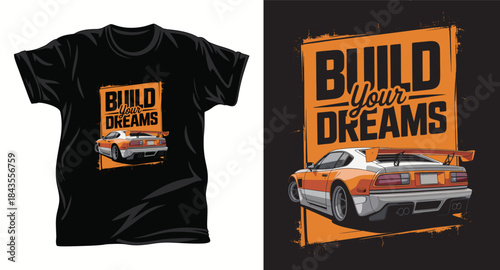 Car graphic vector t shirt design print