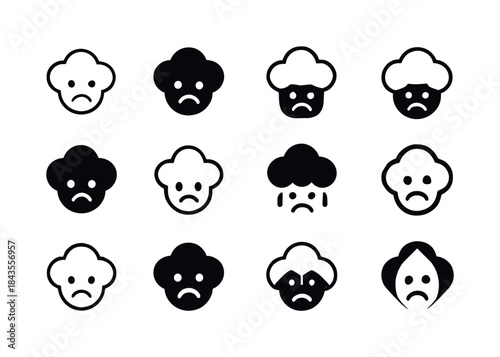 Weather Mood Icons. How Weather Affects Mood. Icon set. Set Logo