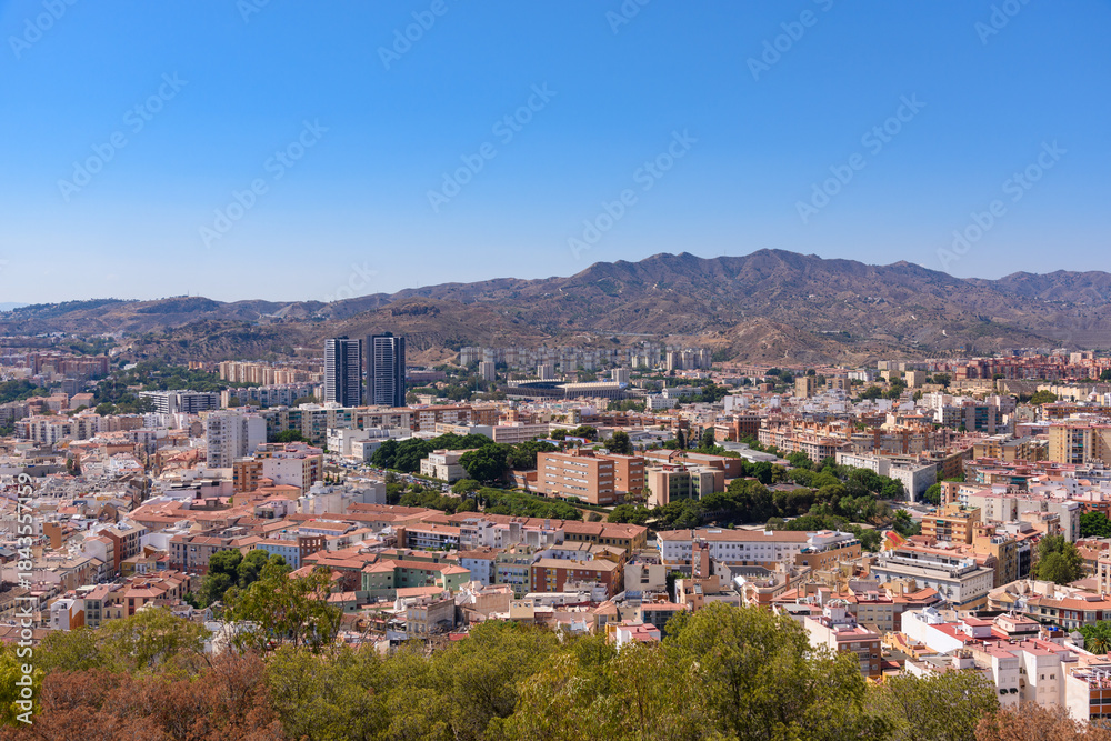 Fototapeta premium Malaga, Spain - August 06, 2024: Panoramic view of Malaga in Spain