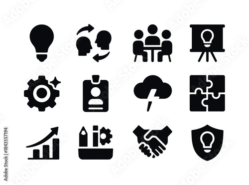 Employee Innovation Icons. Employee-driven innovation. Solid ico