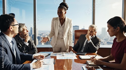 Business professionals in a meeting discussing strategies and plans for the future.