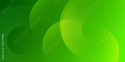 Green Abstract Background with Concentric Circles. Dynamic Eco-Friendly Technology Wallpaper.