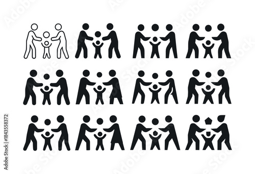 Family Sports Emblem. A family playing a sport together. Icon se