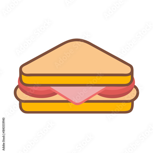 sandwich cartoon style with ham and cheese clip art preview