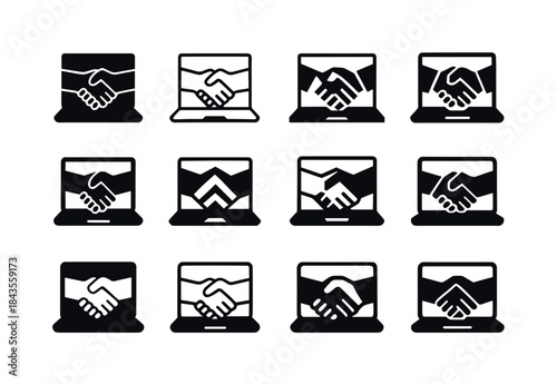 Digital Business Logos. Online entrepreneurship. Icon set. Set L