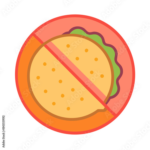 Prohibited burger symbol for diet or healthy eating concept