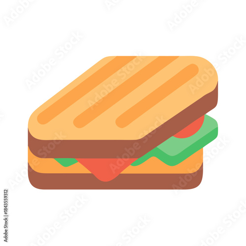Delicious cartoon sandwich with lettuce and tomato slices