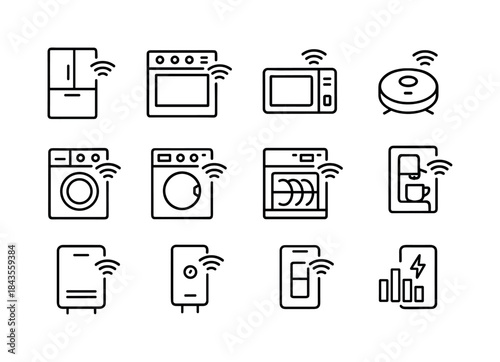 Smart Appliance Icons. Smart appliances. Line icon set of smart