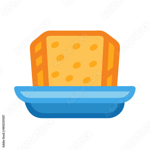 Sponge and container graphic isolated on solid color backdrop