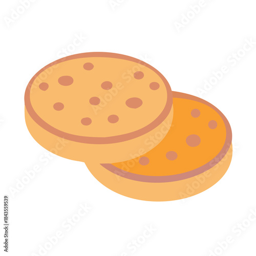 Two sweet cookies stacked on a white background dessert
