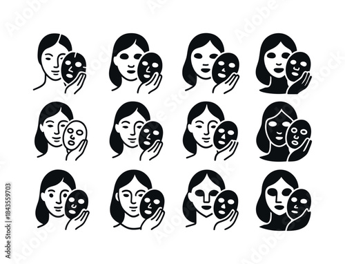 Skincare Logo Icons. trying skincare products. Icon set. Set Log