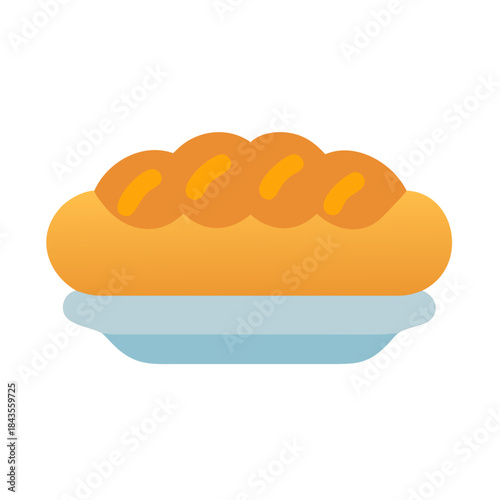 Artisanal braided bread loaf on a plate illustration