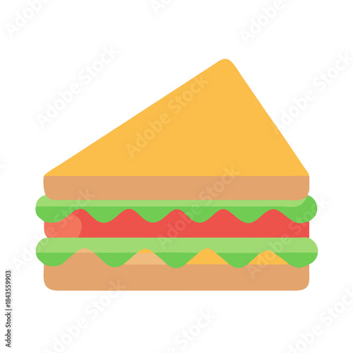 Flat vector icon of a sandwich on white background