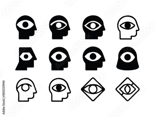 Mental Game Icons. Winning the mental game. Icon set. Set Logo o