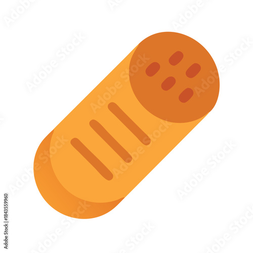 Stylized orange sausage on a white background illustration