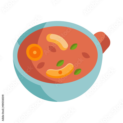 Vibrant vector image of a bowl of tasty soup