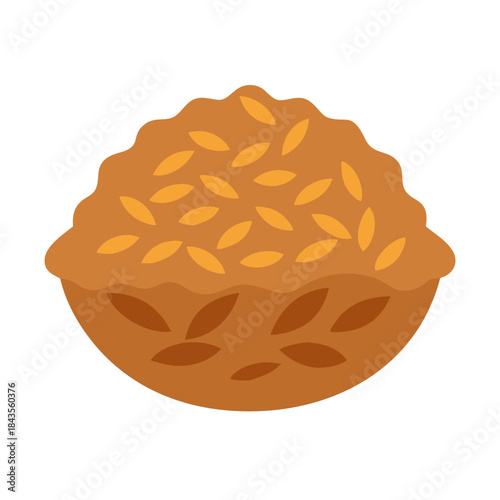 Stylized Illustration of a Bread Bowl with Grain Fillings