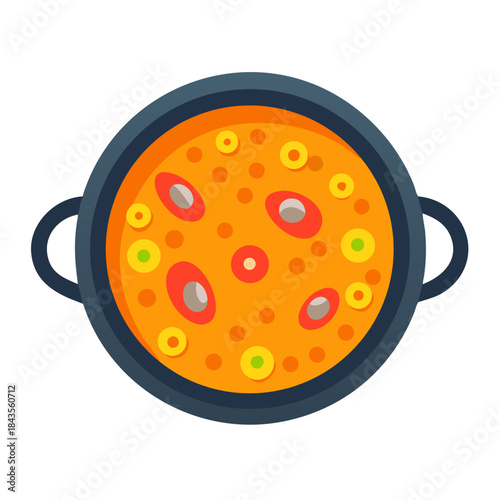 Overhead flat lay of a stew dish in pan