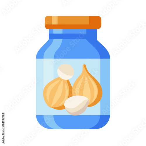 Pickled onions in glass jar vector illustration graphic style