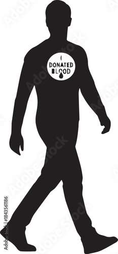 фотографія Silhouette of a man walking confidently with a circular emblem on chest