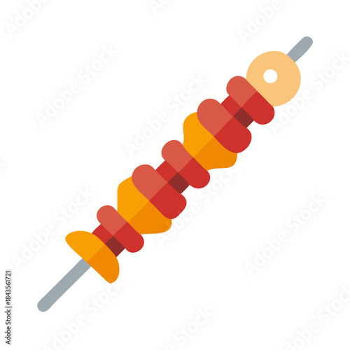 Colorful kebab skewer illustration on white background for food concepts