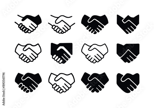 Supportive Grip Icons. Shaking. Icon set. Set Logo of shaking: s