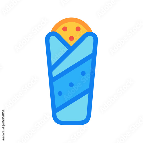 Stylized icon graphic of a wrapped shawarma food item