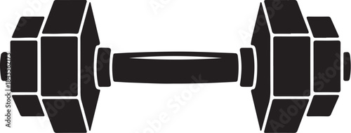 Black silhouette of a dumbbell, an iconic fitness equipment for strength training and workout
