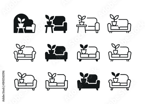 Living Room Icon Set. living room. Icon set. Set Logo of living