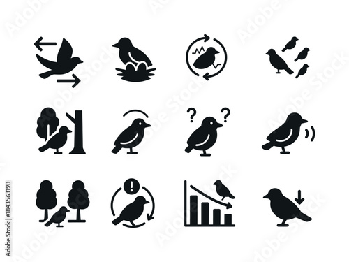 Wildlife Impact Icons. Long-term wildlife effects. Solid icon se