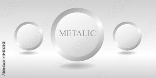Round Label Vector Background With Shiny 3D Silver Effect