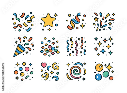 Colorful Confetti Icons. Confetti. Colorful isometric vector ico