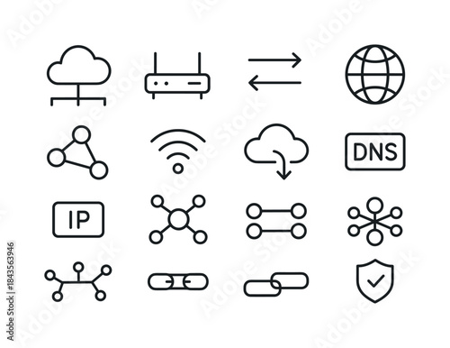 Cloud Network Icons. Cloud Networking. Line icon set of Cloud Ne