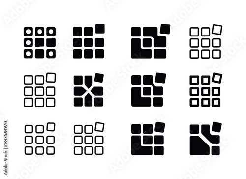 Displacement Logo Set. displacement. Icon set. Set Logo of displ