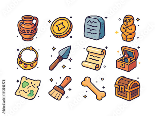 Colorful Artifact Icons. Artifacts. Colorful isometric vector ic