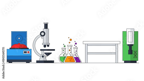 Colorful Laboratory Equipment and Scientific Instruments Illustration for Education