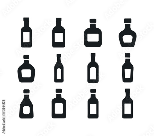 Liquor Bottle Icons. Liquor collection. Solid icon set of liquor