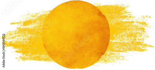 Brush sun rough — yellow stamp watercolor sun on transparent background