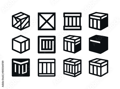 Harmonious Logo Variations. boxy structure. Icon set. Set Logo o
