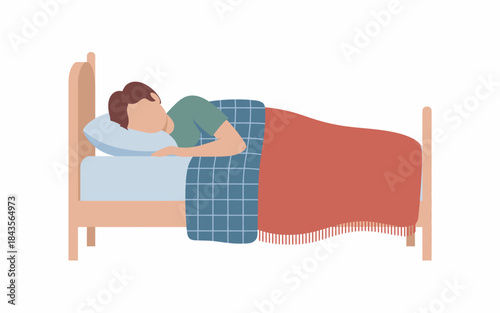 A tranquil scene of a person peacefully sleeping in a cozy bed, surrounded by comforting blankets, representing rest, serenity, and the importance of relaxation.