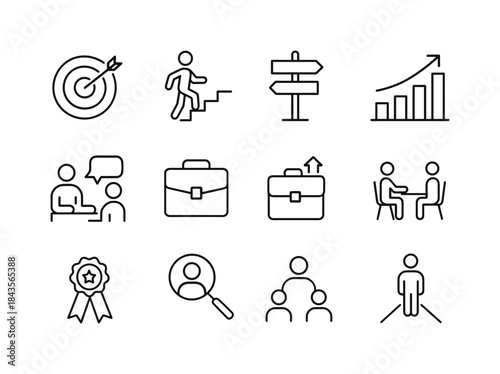 Career Icon Set. Career Development. Line icon set of Career Dev