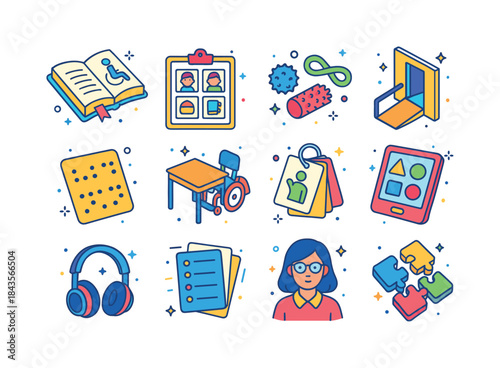 Inclusive Education Icons. Inclusive Education. Colorful isometr