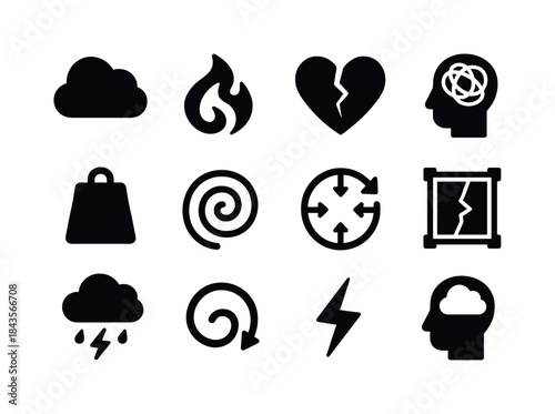 Inner Turmoil Icons. Inner Turmoil. Solid icon set of Inner Turm