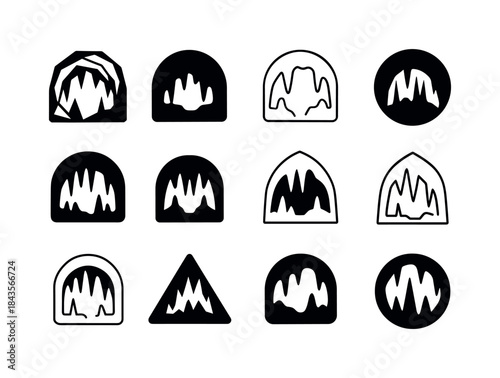Cave Emblem Icons. Caves, stalactites, and underground wonders.